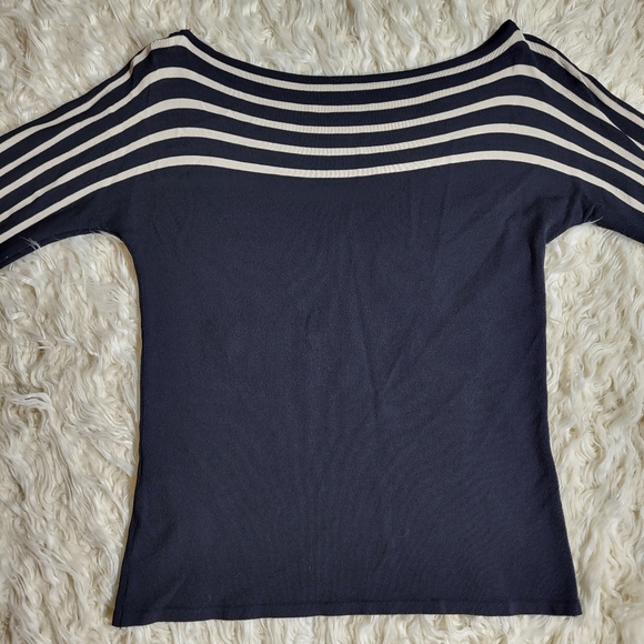 Vintage MAX Mara Black / White Boat Neck sSweater Small size - Picture 7 of 9